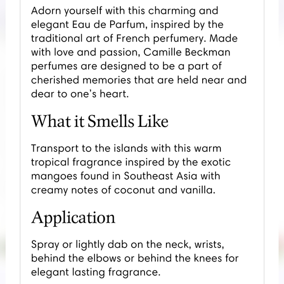 👀50% OFF👀👃🥭🥥🏖NWT‼️ Camille Beckman brand "Eau de Parfum Mango Beach No. 2" - Picture 4 of 5